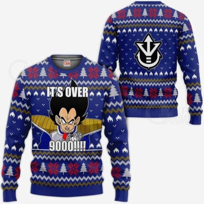 Vegeta Its Over 9000 Ugly Christmas Sweater Anime Dragon Ball Xmas 1k121 Gifts ,Dragon Ball Anime Xmas Christmas Gift Fan