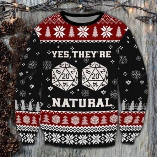 Yes They Are Natural DD Dungeons & Dragons Ugly Knitted Christmas ugly sweater