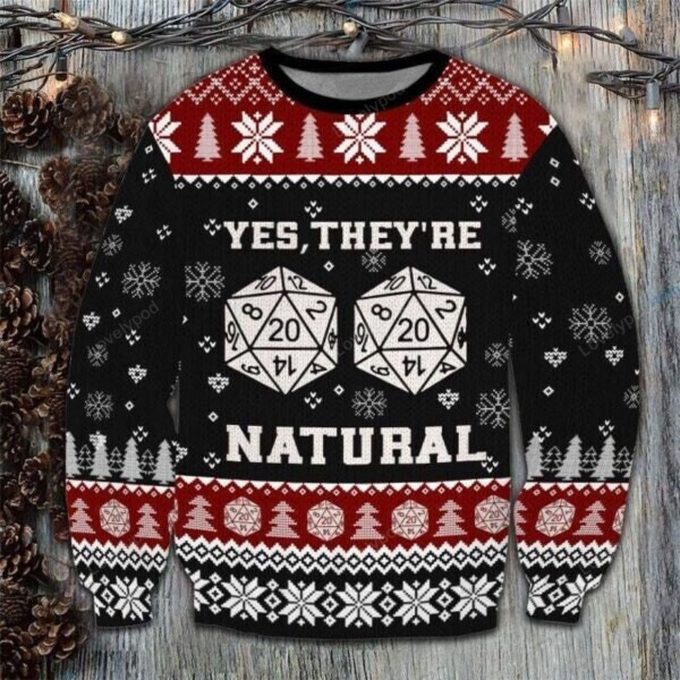 Yes They Are Natural DD Dungeons & Dragons Ugly Knitted Christmas ugly sweater