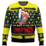 Get Festive with the You Make It Feel Like Christmas Ugly Knitted Sweatshirt – Perfect Anime Xmas Sweater!