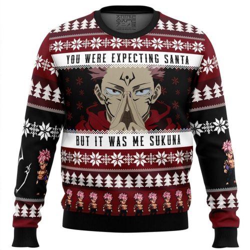 Santa Sukuna Ugly Knitted Christmas Sweatshirt – Anime Xmas Sweater