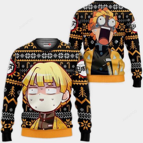 Get Festive with Zenitsu Anime Demon Slayer Ugly Christmas Sweater