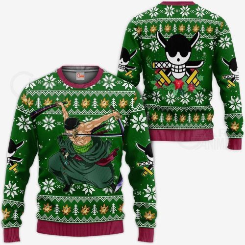 Get Festive with Zoro Ugly Christmas Sweater - Anime Xmas Fun!