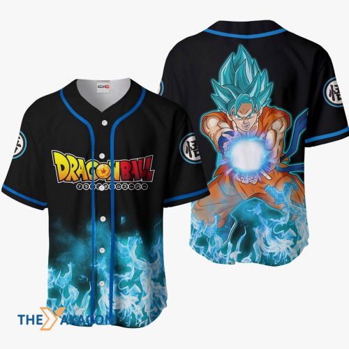 Dragon Ball Goku Saiyan Blue Anime Gift Christmas For Fan Baseball Jersey Shirt