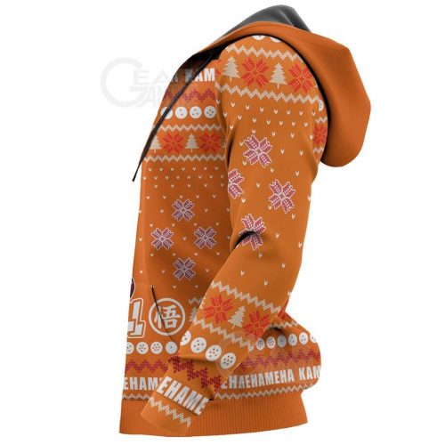 Dragon Ball Hoodie Goku Kamehameha Chrsitmas Pattern Orange Hoodie Apparel AOP Shirt