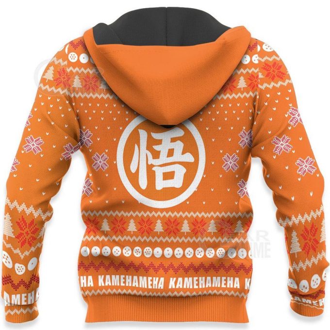 Dragon Ball Hoodie Goku Kamehameha Chrsitmas Pattern Orange Hoodie Apparel AOP Shirt