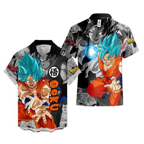 Goku Blue Hawaiian Shirt Custom Manga Anime Clothes NTT1503