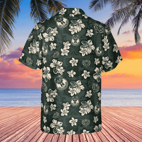 Milwaukee Bucks Flower Pattern 3D 3D Button 3D Button Hawaiian Shirt Gift for Men Dad Father Gift for Men Dad Father