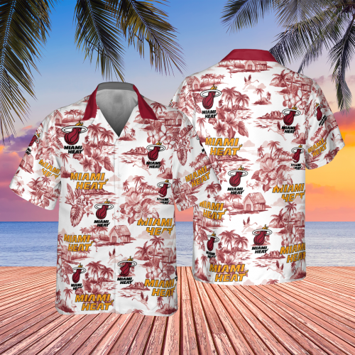 Miami Heat 3D Button 3D Button Hawaiian Shirt Gift for Men Dad Father Gift for Men Dad Father V42