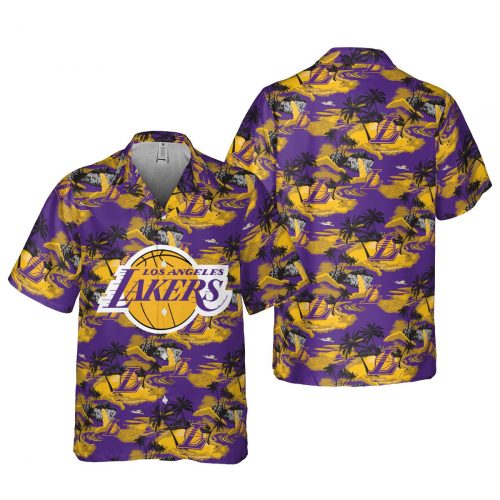 Los Angeles Lakers 3D Button 3D Button Hawaiian Shirt Gift for Men Dad Father Gift for Men Dad Father SH1