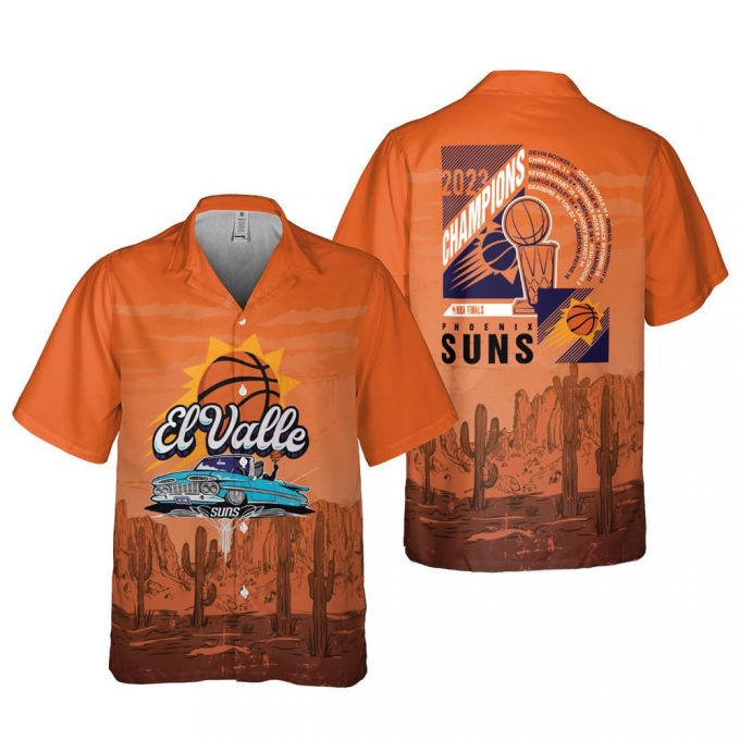 Phoenix Suns EL Valle On Orange Background Print 3D 3D Button 3D Button Hawaiian Shirt Gift for Men Dad Father Gift for Men Dad Father