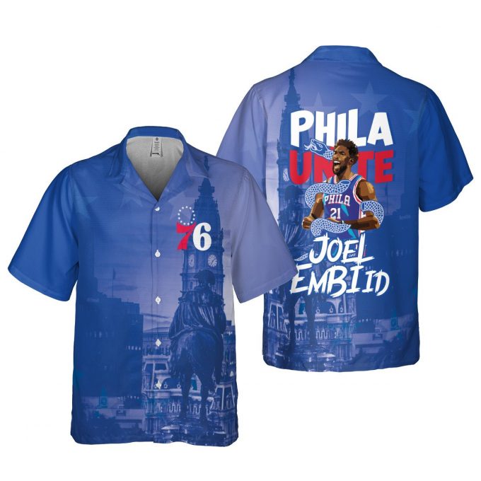 Joel Embiid Stars Player Philadelphia 76ers Print 3D 3D Button 3D Button Hawaiian Shirt Gift for Men Dad Father Gift for Men Dad Father