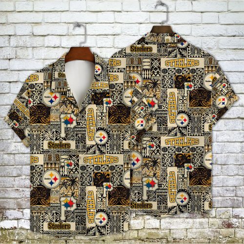Pittsburgh Steelers 2023 AOP 3D Button 3D Button Hawaiian Shirt Gift for Men Dad Father Gift for Men Dad Father V18