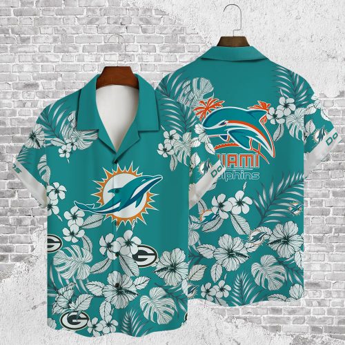 Miami Dolphins 2023 AOP 3D Button 3D Button Hawaiian Shirt Gift for Men Dad Father Gift for Men Dad Father V30
