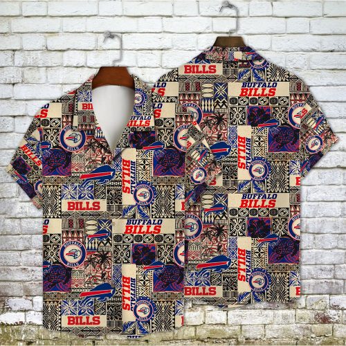 Buffalo Bills 2023 AOP 3D Button 3D Button Hawaiian Shirt Gift for Men Dad Father Gift for Men Dad Father V2