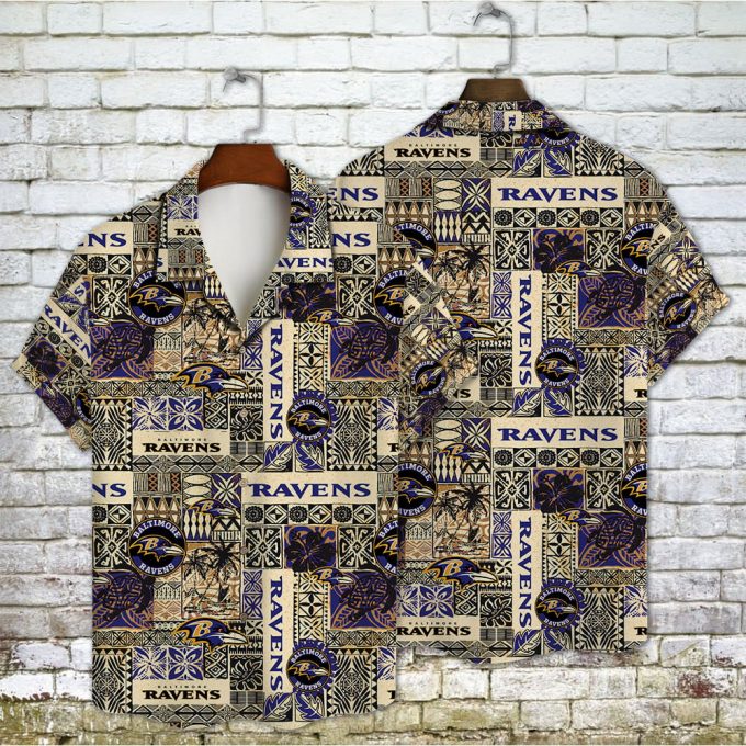 Baltimore Ravens 2023 AOP 3D Button 3D Button Hawaiian Shirt Gift for Men Dad Father Gift for Men Dad Father V1