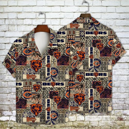 Chicago Bears 2023 AOP 3D Button 3D Button Hawaiian Shirt Gift for Men Dad Father Gift for Men Dad Father V4