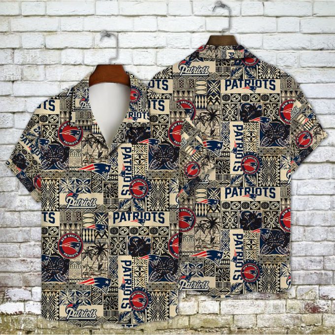 New England Patriots 2023 AOP 3D Button 3D Button Hawaiian Shirt Gift for Men Dad Father Gift for Men Dad Father V8