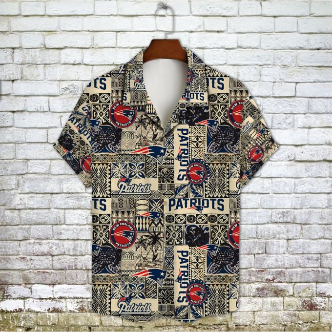 New England Patriots 2023 AOP 3D Button 3D Button Hawaiian Shirt Gift for Men Dad Father Gift for Men Dad Father V8