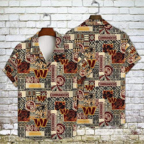 Washington Commanders 2023 AOP 3D Button 3D Button Hawaiian Shirt Gift for Men Dad Father Gift for Men Dad Father V11