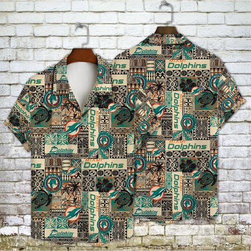 Miami Dolphins 2023 AOP 3D Button 3D Button Hawaiian Shirt Gift for Men Dad Father Gift for Men Dad Father V17