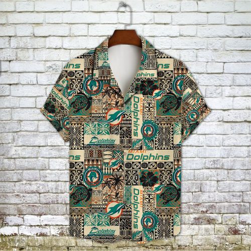 Miami Dolphins 2023 AOP 3D Button 3D Button Hawaiian Shirt Gift for Men Dad Father Gift for Men Dad Father V17