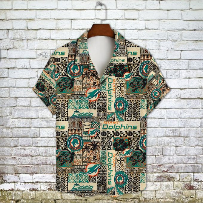 Miami Dolphins 2023 AOP 3D Button 3D Button Hawaiian Shirt Gift for Men Dad Father Gift for Men Dad Father V17