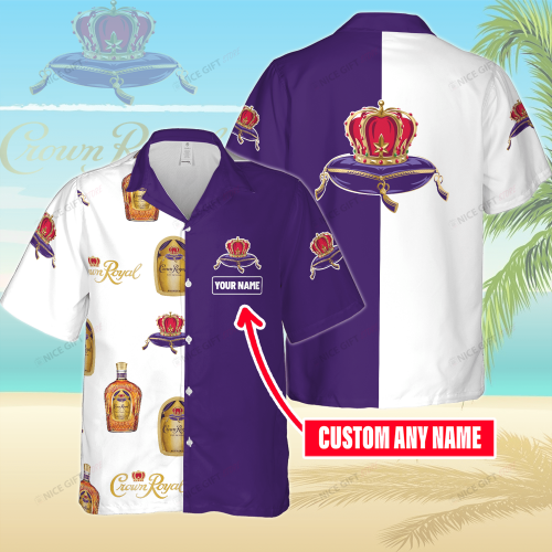 Crown Royal Custom Name 3D Button 3D Button Hawaiian Shirt Gift for Men Dad Father Gift for Men Dad Father 3HS-S2O8