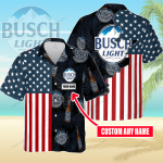 Busch Light Custom Name 3D Button 3D Button Hawaiian Shirt Gift for Men Dad Father Gift for Men Dad Father 3HS-P1R6
