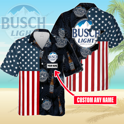 Busch Light Custom Name 3D Button 3D Button Hawaiian Shirt Gift for Men Dad Father Gift for Men Dad Father 3HS-P1R6