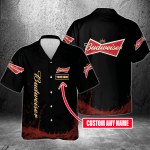 Budweiser Custom Name 3D Button 3D Button Hawaiian Shirt Gift for Men Dad Father Gift for Men Dad Father 3HS-H4I6