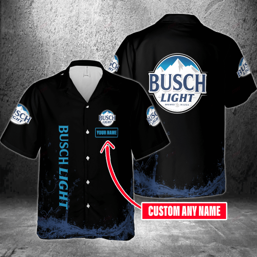 Busch Light Custom Name 3D Button 3D Button Hawaiian Shirt Gift for Men Dad Father Gift for Men Dad Father 3HS-X1I5