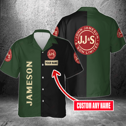 Jameson Irish Whiskey Custom Name 3D Button 3D Button Hawaiian Shirt Gift for Men Dad Father Gift for Men Dad Father 3HS-C6H5