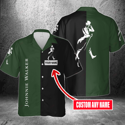 Johnnie Walker Custom Name 3D Button 3D Button Hawaiian Shirt Gift for Men Dad Father Gift for Men Dad Father 3HS-L3O7