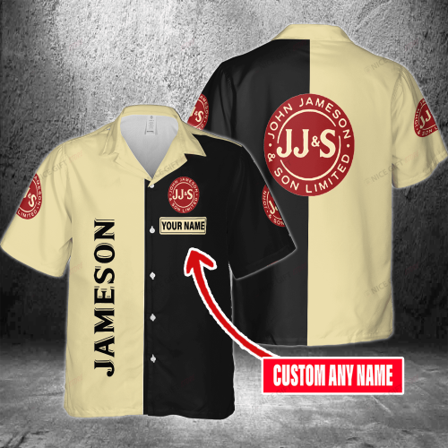 Jameson Irish Whiskey Custom Name 3D Button 3D Button Hawaiian Shirt Gift for Men Dad Father Gift for Men Dad Father 3HS-D0H2