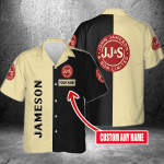 Jameson Irish Whiskey Custom Name 3D Button 3D Button Hawaiian Shirt Gift for Men Dad Father Gift for Men Dad Father 3HS-D0H2