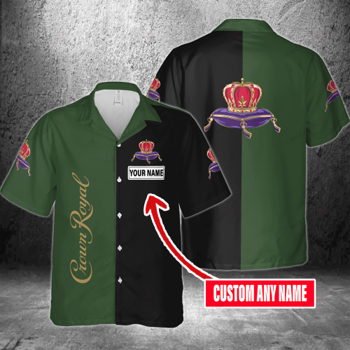 Crown Royal Custom Name 3D Button 3D Button Hawaiian Shirt Gift for Men Dad Father Gift for Men Dad Father 3HS-I6Q8