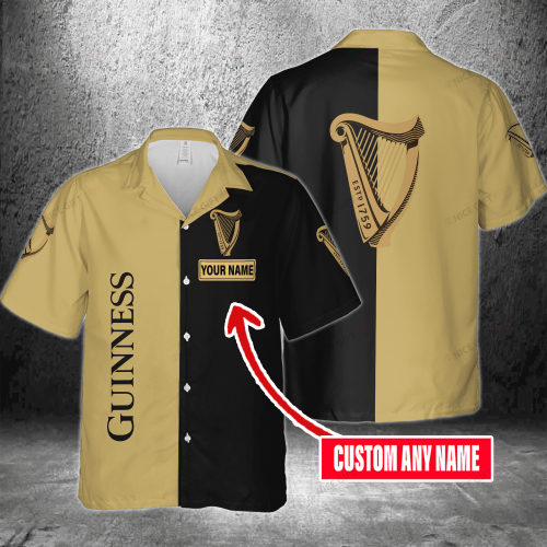 Guinness Custom Name 3D Button 3D Button Hawaiian Shirt Gift for Men Dad Father Gift for Men Dad Father 3HS-H6I3