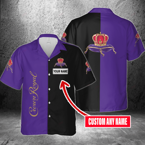 Crown Royal Custom Name 3D Button 3D Button Hawaiian Shirt Gift for Men Dad Father Gift for Men Dad Father 3HS-D6X5
