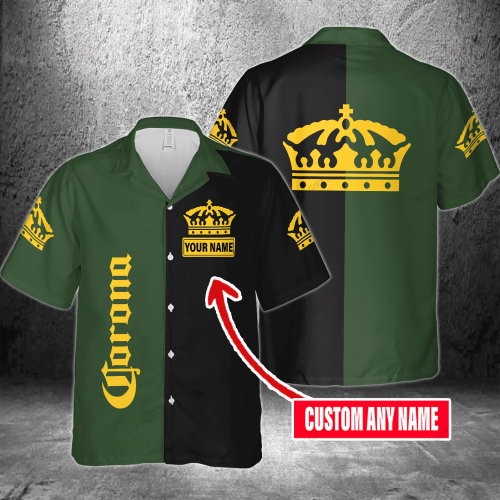 Corona Extra Custom Name 3D Button 3D Button Hawaiian Shirt Gift for Men Dad Father Gift for Men Dad Father 3HS-P1B2