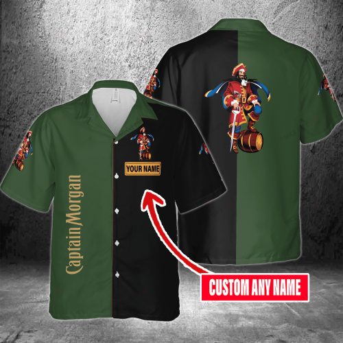 Captain Morgan Custom Name 3D Button 3D Button Hawaiian Shirt Gift for Men Dad Father Gift for Men Dad Father 3HS-U7G6