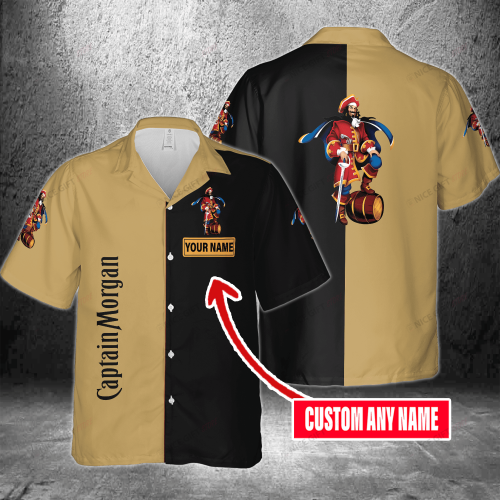 Captain Morgan Custom Name 3D Button 3D Button Hawaiian Shirt Gift for Men Dad Father Gift for Men Dad Father 3HS-A2R1