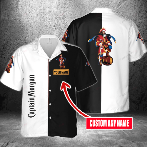 Captain Morgan Custom Name 3D Button 3D Button Hawaiian Shirt Gift for Men Dad Father Gift for Men Dad Father 3HS-C8X7