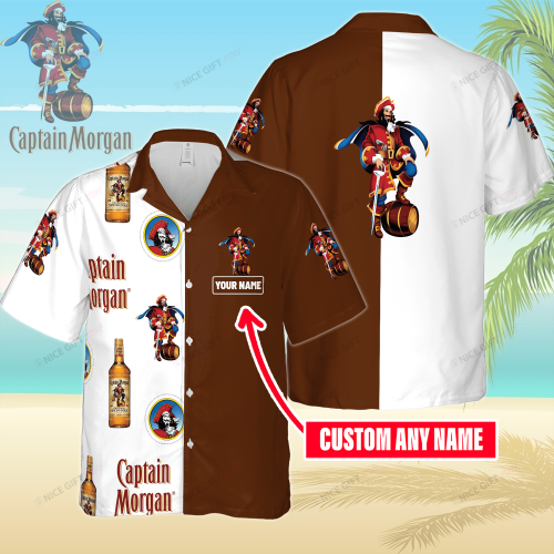 Captain Morgan Custom Name 3D Button 3D Button Hawaiian Shirt Gift for Men Dad Father Gift for Men Dad Father 3HS-J7H0