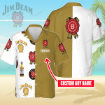Jim Beam Custom Name 3D Button 3D Button Hawaiian Shirt Gift for Men Dad Father Gift for Men Dad Father 3HS-R0A1
