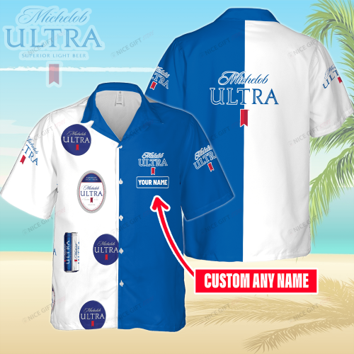 Michelob ULTRA Custom Name 3D Button 3D Button Hawaiian Shirt Gift for Men Dad Father Gift for Men Dad Father 3HS-E6F6