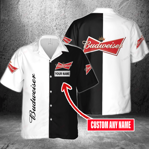Budweiser Custom Name 3D Button 3D Button Hawaiian Shirt Gift for Men Dad Father Gift for Men Dad Father 3HS-Q0Y6