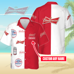 Budweiser Custom Name 3D Button 3D Button Hawaiian Shirt Gift for Men Dad Father Gift for Men Dad Father 3HS-T6T6