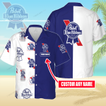 Pabst Blue Ribbon Custom Name 3D Button 3D Button Hawaiian Shirt Gift for Men Dad Father Gift for Men Dad Father 3HS-X6C9