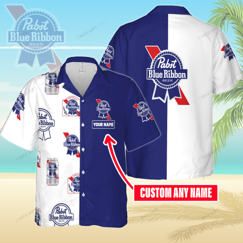 Pabst Blue Ribbon Custom Name 3D Button 3D Button Hawaiian Shirt Gift for Men Dad Father Gift for Men Dad Father 3HS-X6C9